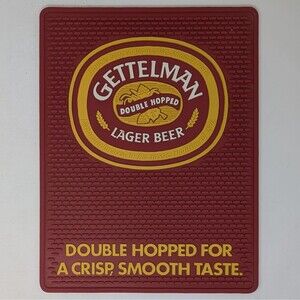 VTG Gettelman Lager Beer Bar Mat Red Rubber 14.5" x 11" Man Cave Double Hopped